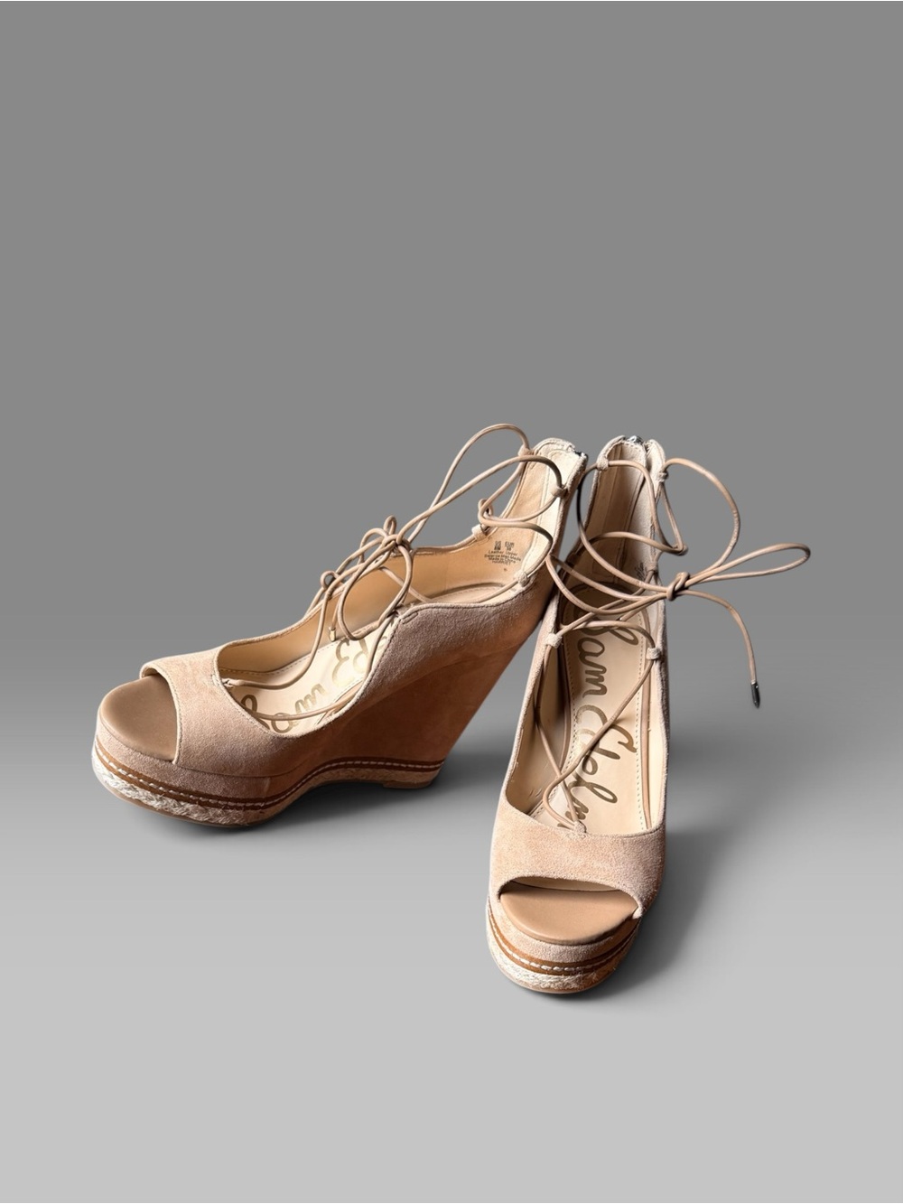 Sam Edelman Harriet Lace-Up Suede Wedge Sandals. New without Tags